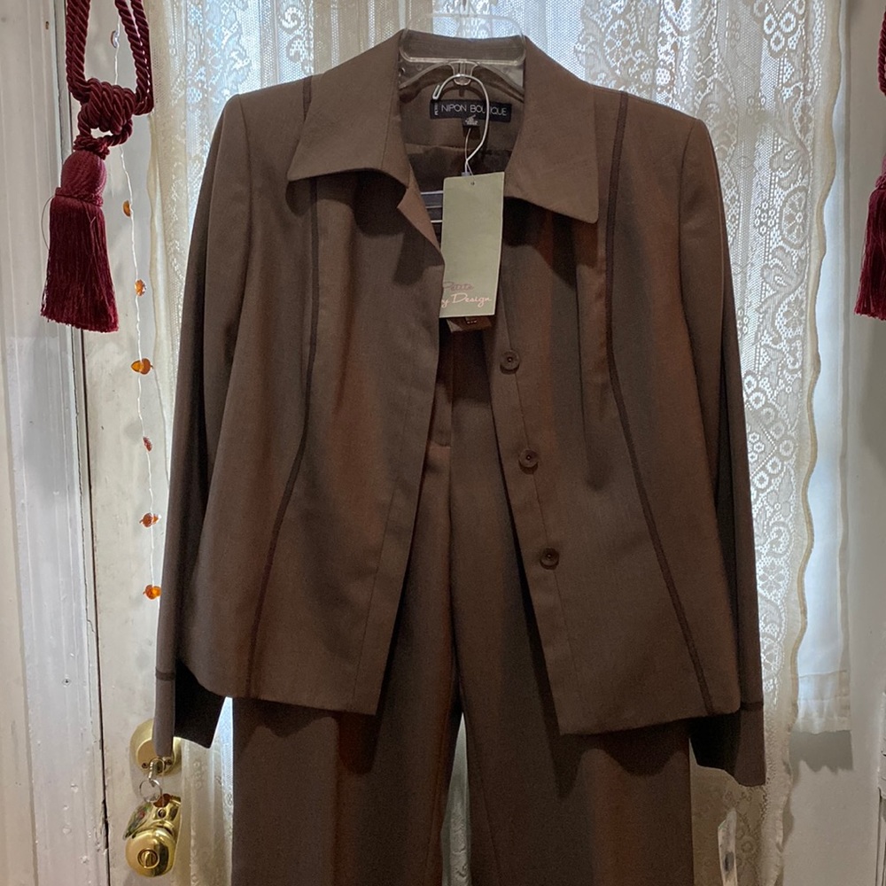 NIPON BOUTIQUE(NWT)-LT BROWN GABARDINE PANTSUIT